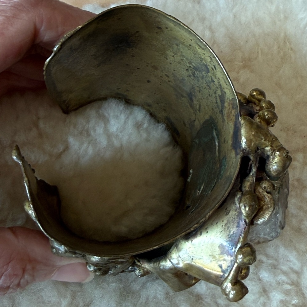 Brutalist, vintage, signed Carvalhu Rio, very heavy, unique, amethyst bracelet - Picture 12 of 15